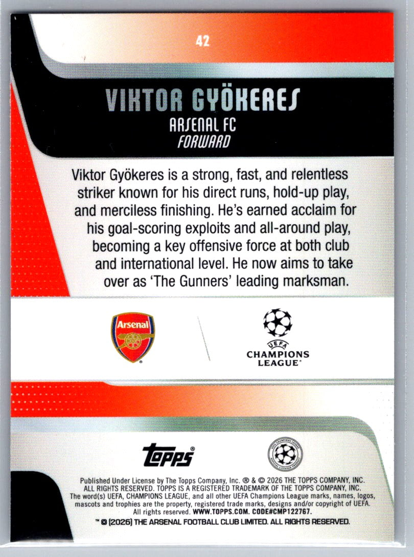 Viktor Gyokeres (Arsenal) Purple Inferno Holo /250 Topps UCC Flagship 2025-26