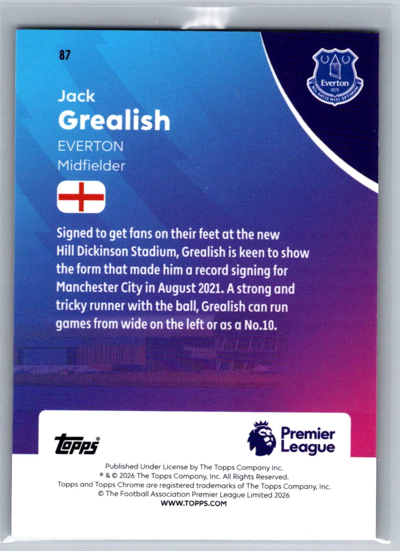 Jack Grealish (Everton) Pineapple Blast Topps Chrome Premier League 2025-26