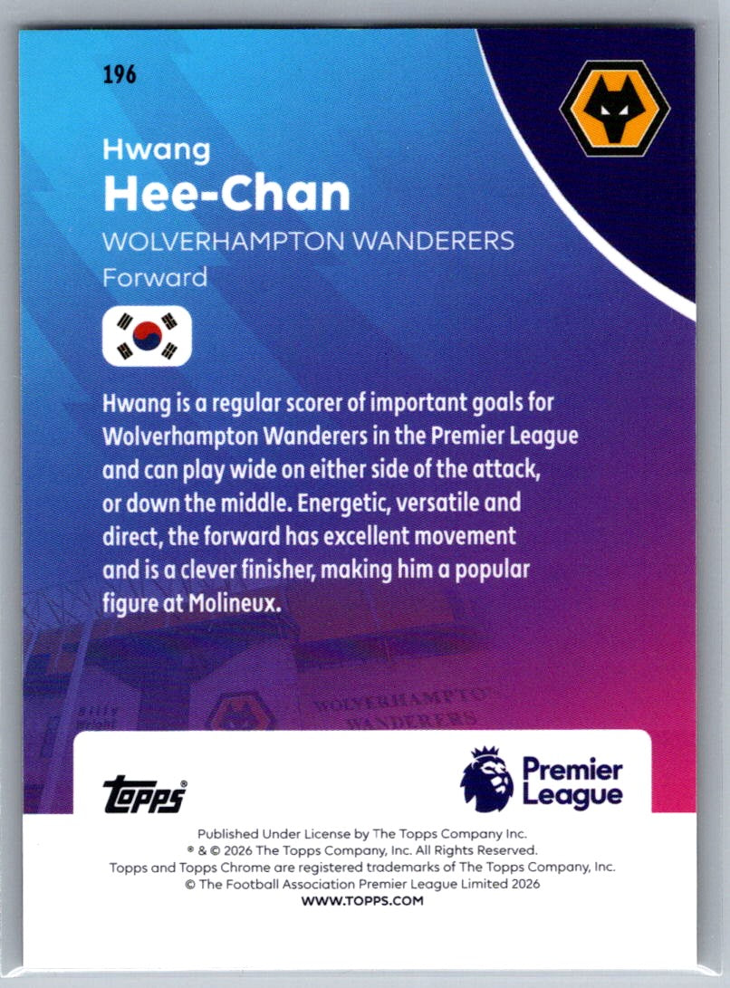 Hee-Chan Hwang (Wolves) Pineapple Blast Topps Chrome Premier League 2025-26