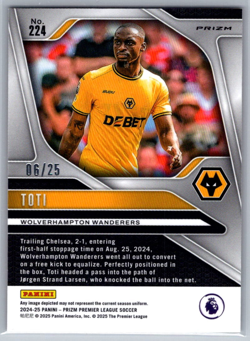 Toti (Wolves) Red Stars Prizm /25 SP Panini Prizm Premier League 2024-25