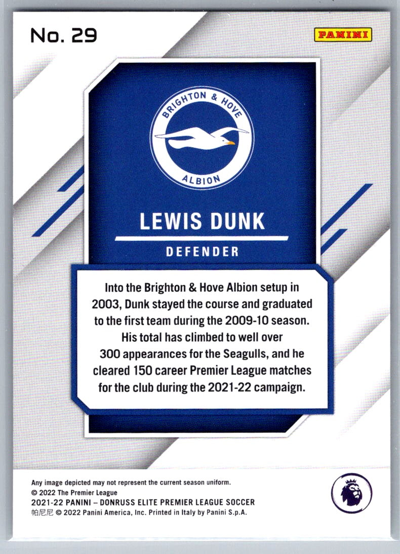 Lewis Dunk (Brighton & Hove Albion) Fireworks Blue /25 Panini Donruss Elite Premier League 2021-22