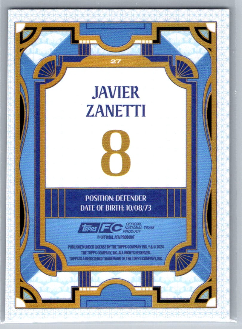 Javier Zanetti (Argentina) Sky Blue /250 Topps Argentina Team Set 2024-25