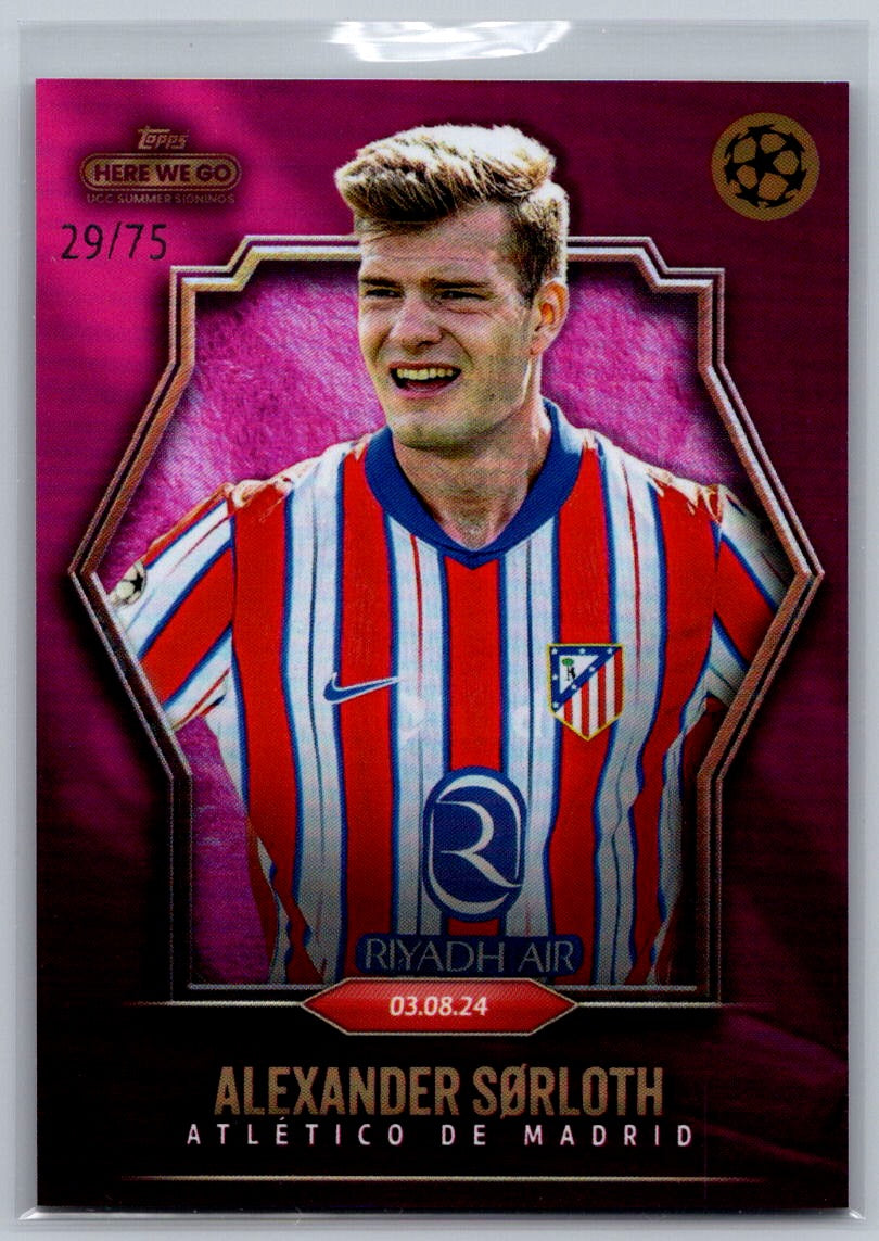 Alexander Sorloth (Atletico Madrid) Pink /75 Topps UCC Summer Signings Here We Go 2024-25