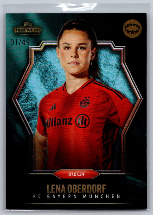 Lena Oberdorf (Bayern Munchen) Blue /49 Topps UCC Summer Signings Here We Go 2024-25