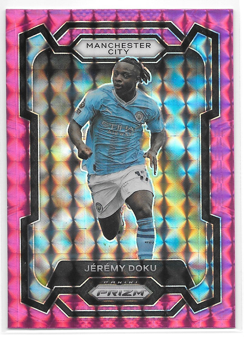 Jeremy Doku (Manchester City) Pink Mosaic Panini Prizm Premier League 23-24