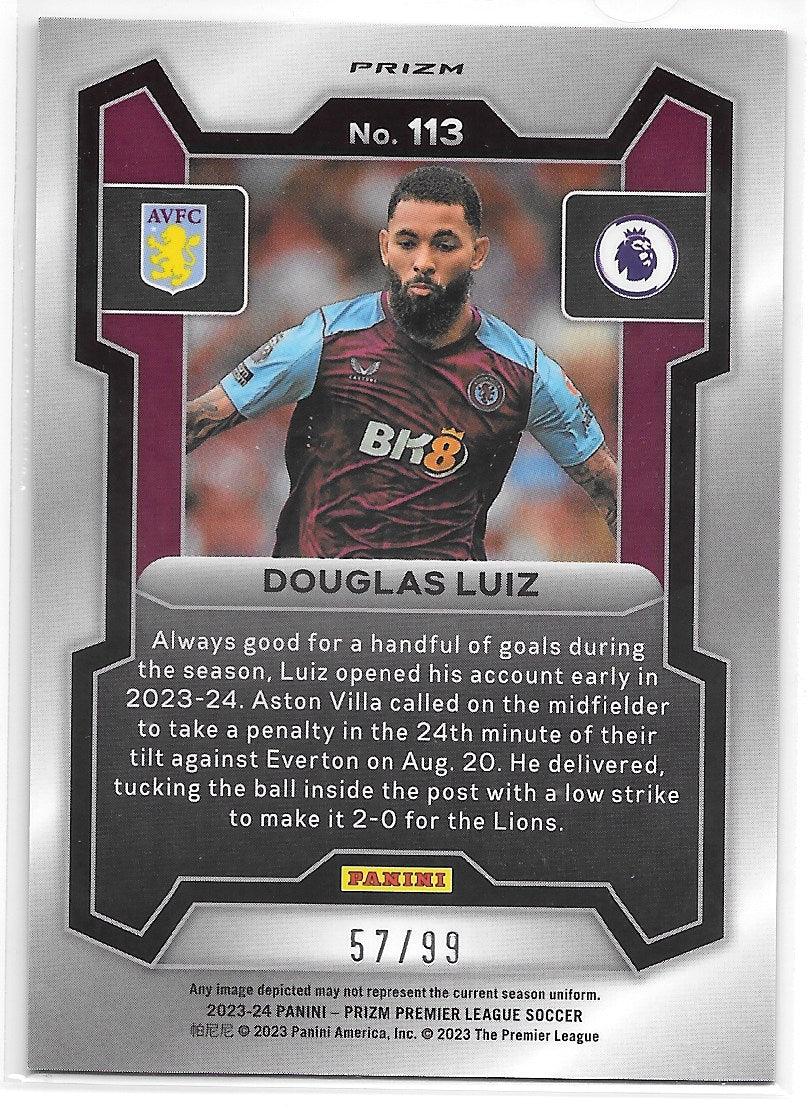 Douglas Luiz (Aston Villa) Breakaway Blue /99 Panini Prizm Premier League 23-24