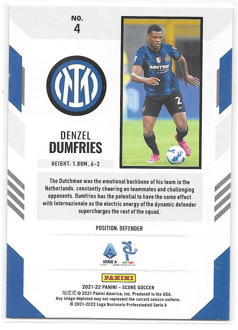 Denzel Dumfries (FC Internazionale Milano) Purple Laser /15 RC Panini Score Soccer 21-22