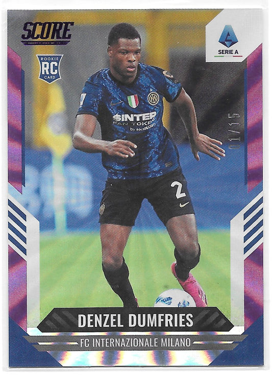 Denzel Dumfries (FC Internazionale Milano) Purple Laser /15 RC Panini Score Soccer 21-22