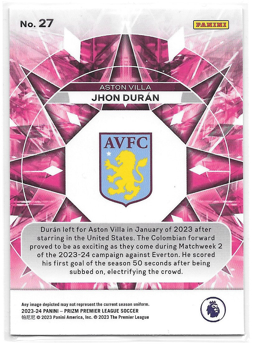 Jhon Duran (Aston Villa) Kaleidoscopic RC Panini Prizm Premier League 23-24