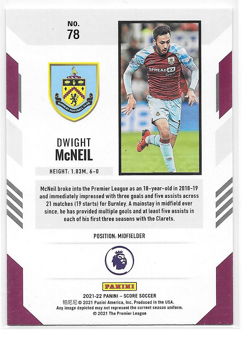 Dwight McNeil (Burnley) Red Laser Panini Score Premier League 21-22