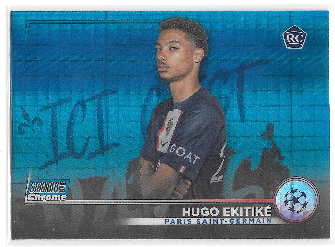 Hugo Ekitike (PSG) Blue Prism Refractor RC Topps Stadium Club Chrome 22-23