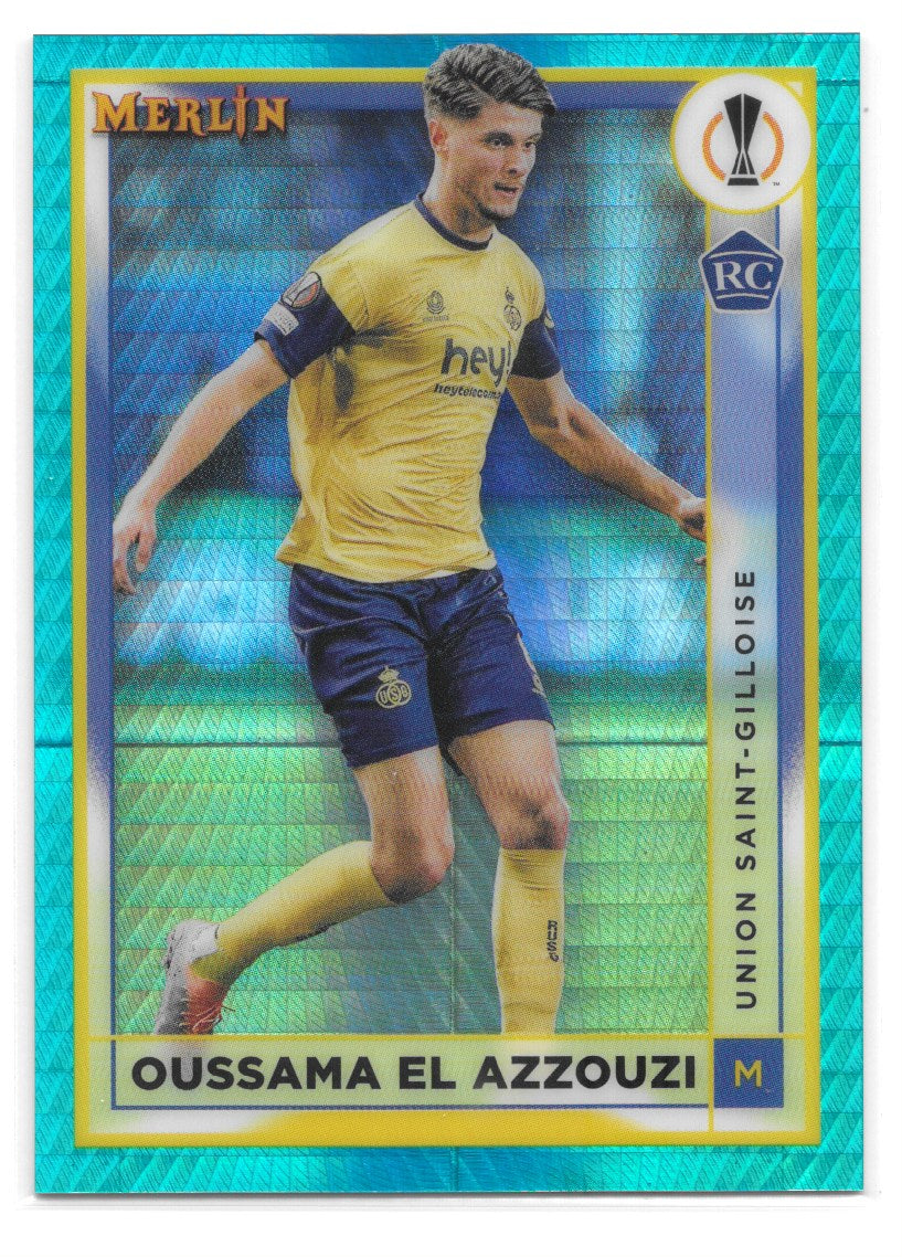 Oussama El Azzouzi (Union Saint-Gilloise) Aqua Prism Refractor RC Topps Merlin Chrome UCC 22-23