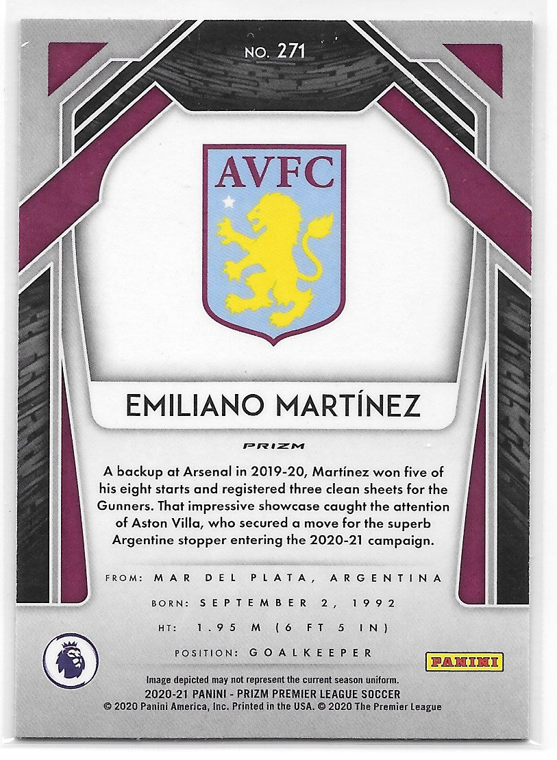 Emiliano Martinez (Aston Villa FC) Green Wave RC Panini Prizm Premier League 20-21