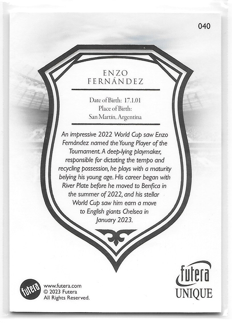 Enzo Fernandez (Argentina) Base Futera Unique World Football 2023