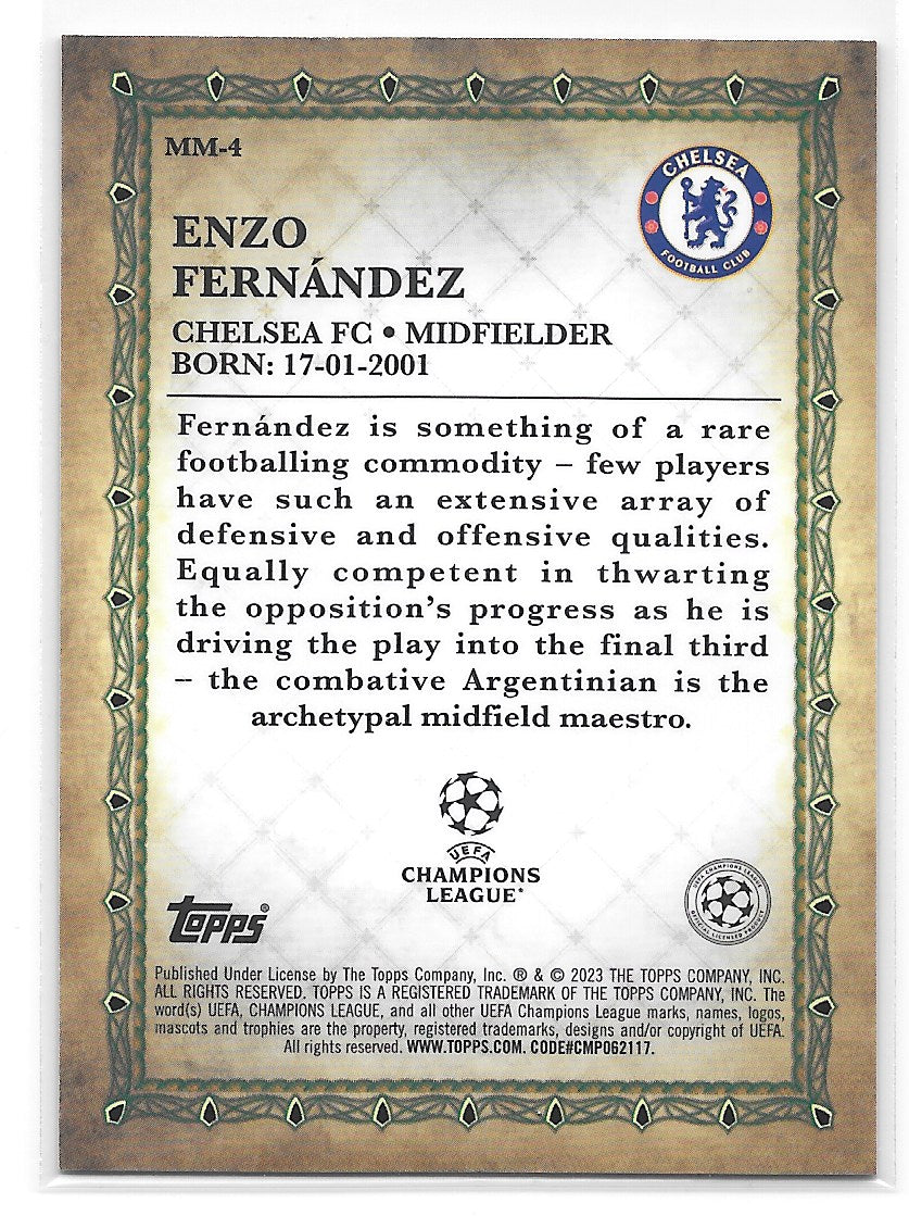 Enzo Fernandez (Chelsea FC) Merlin’s Masters RC Topps Merlin Chrome UCC 22-23