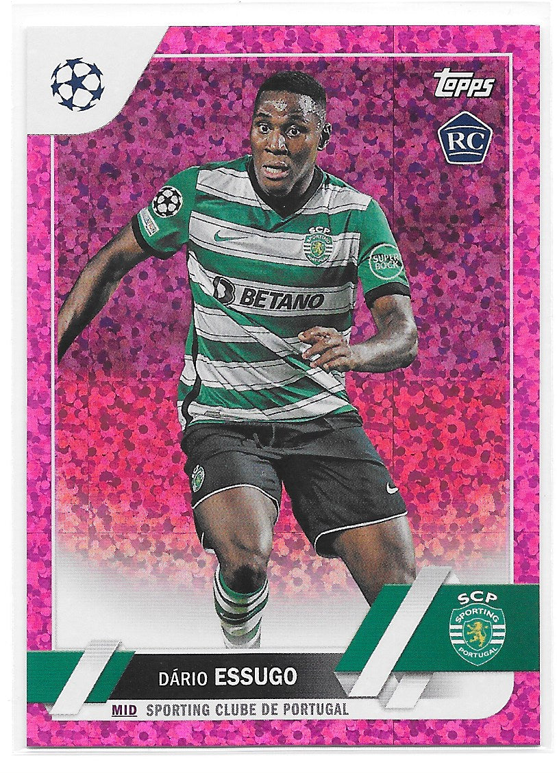 Dario Essugo (Sporting Clube) Pink Sparkle RC Topps UCC Flagship 22-23