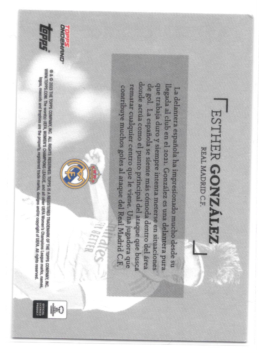 Esther Gonzalez (Real Madrid) Purple /25 Topps Simplicidad UEFA Club Competitions 22-23