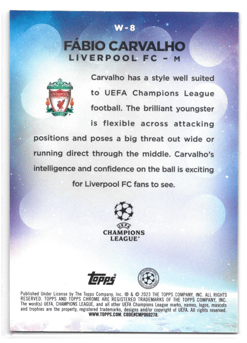 Fabio Carvalho (Liverpool FC) Wonderkids RC Topps Chrome UEFA Club Competitions 22-23