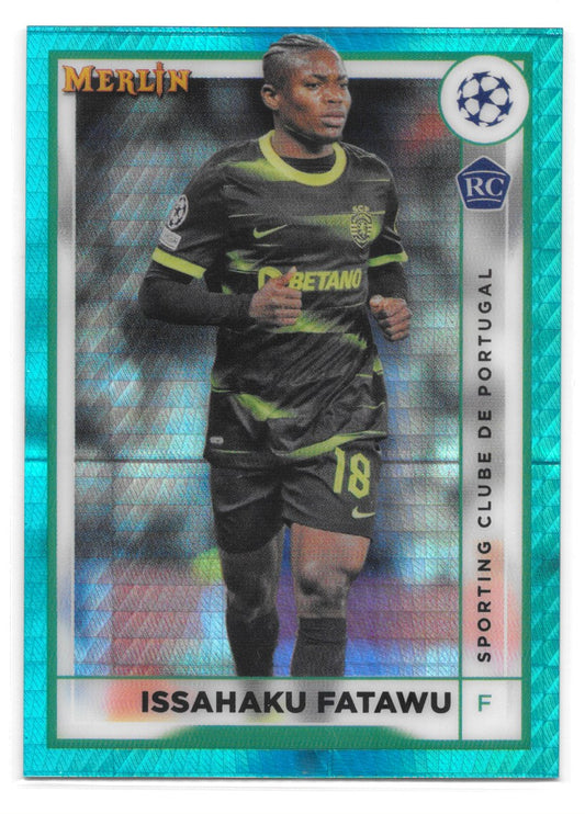 Issahaku Fatawu (Sporting Clube) Aqua Prism Refractor RC Topps Merlin Chrome UCC 22-23