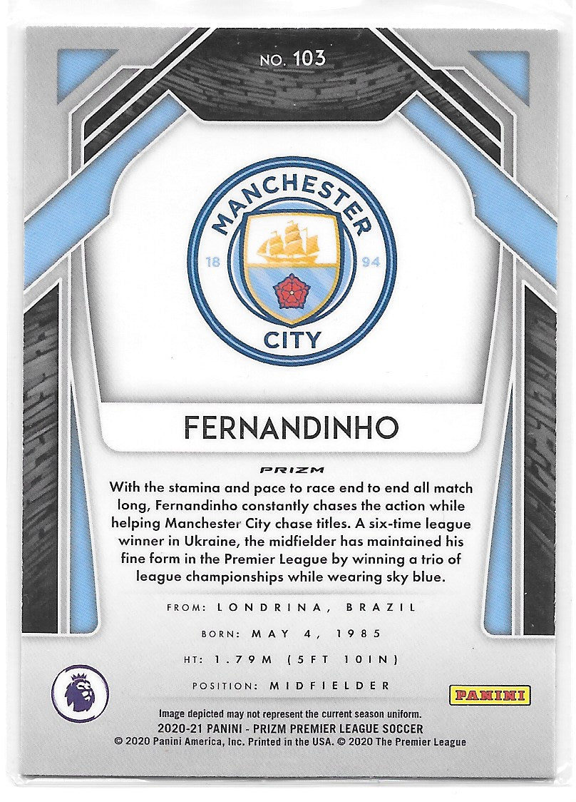 Fernandinho (Manchester City) Blue Pulsar Panini Prizm Premier League 20-21