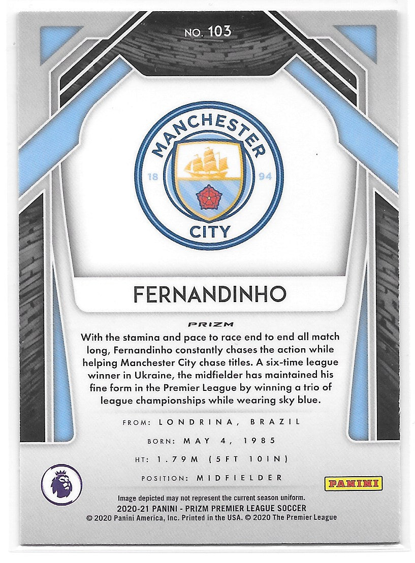 Fernandinho (Manchester City) Red White Blue Panini Prizm Premier League 20-21