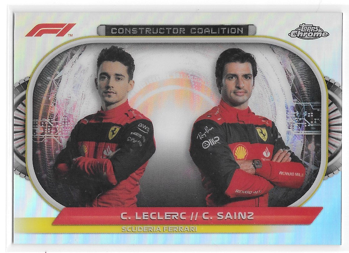 Scuderia Ferrari (Leclerc & Sainz) Constructor Coalition Refractor Topps Chrome F1 2022