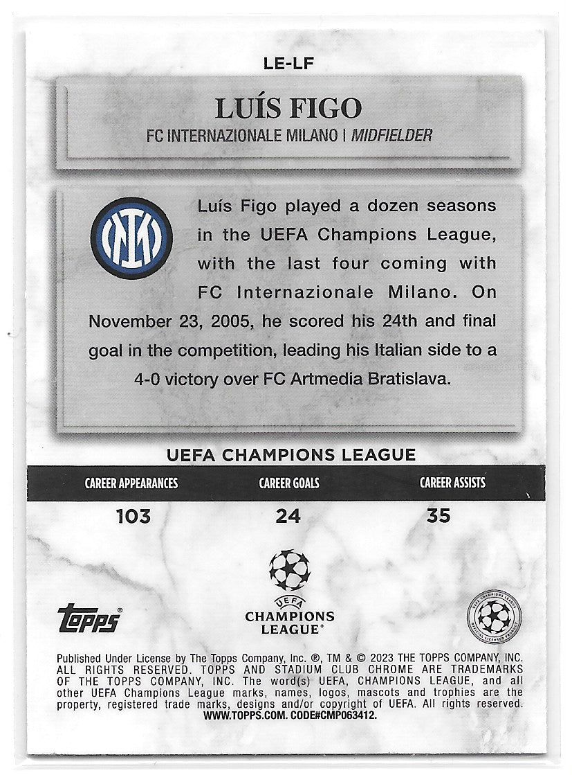 Luis Figo (FC Internazionale Milano) Legends of Europe Topps Stadium Club Chrome 22-23