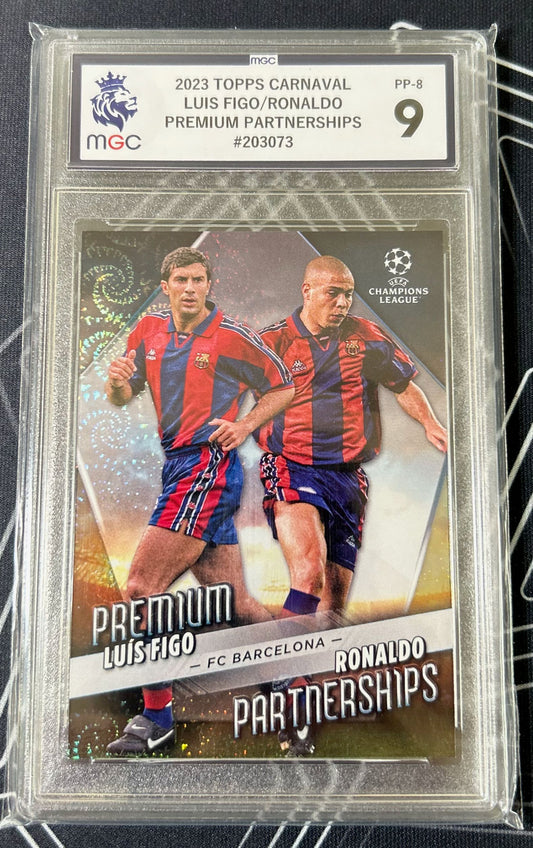 Luis Figo / Ronaldo (FC Barcelona) Premium Partnerships Topps Carnaval UCC 22-23 MGC 9