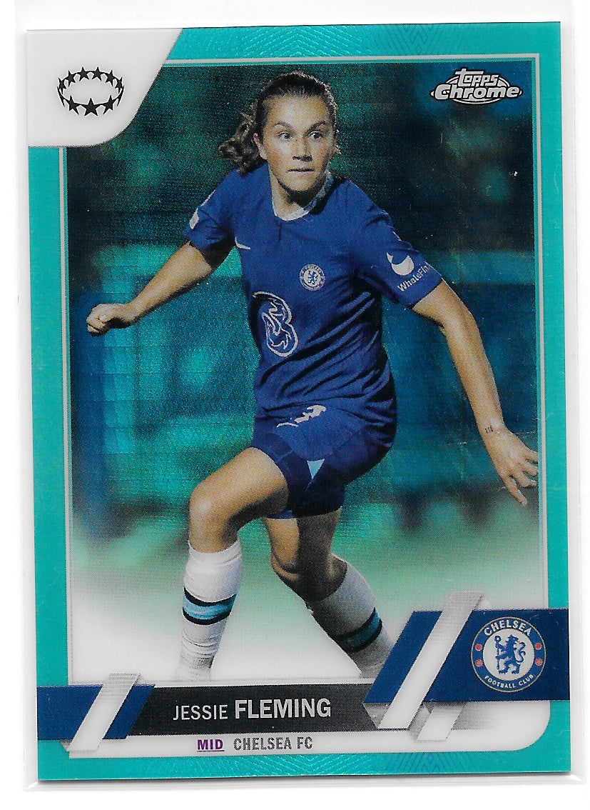 Jessie Fleming (Chelsea FC) Aqua Prism Refractor Topps Chrome UEFA Women’s Champions League 22-23