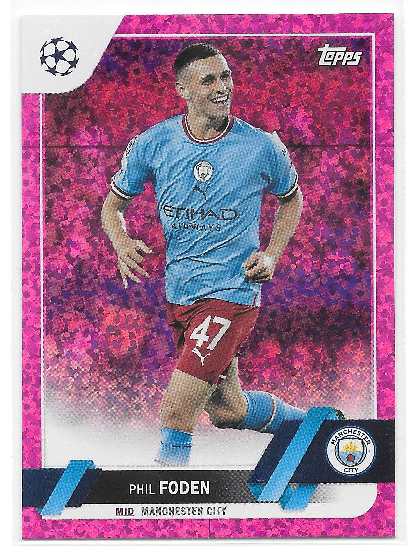 Phil Foden (Manchester City) Pink Sparkle Topps UCC Flagship 22-23