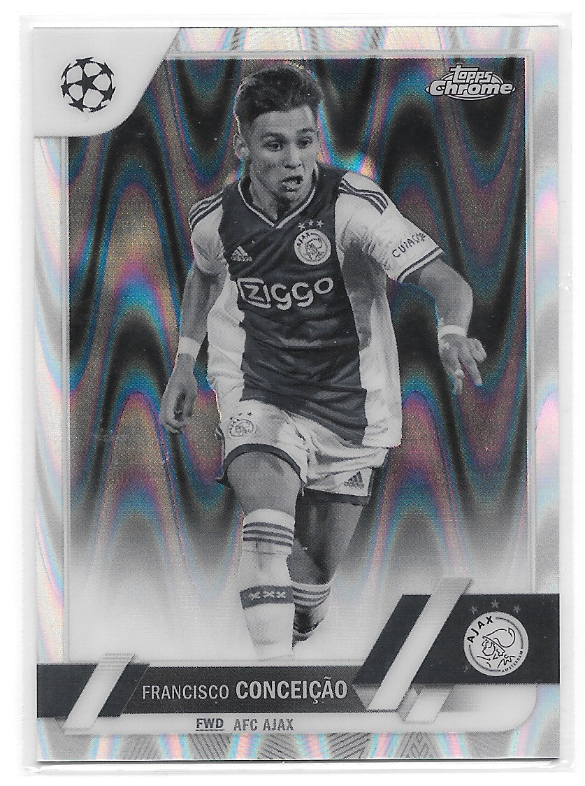 Francisco Conceicao (AFC Ajax) Black & White Ray Wave Topps Chrome UEFA Club Competitions 22-23