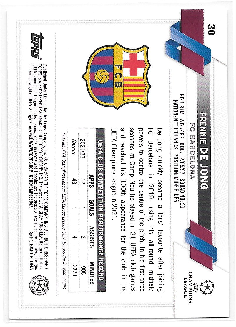 Frenkie de Jong (FC Barcelona) Base Topps JADE Edition UEFA Club Competitions 22-23