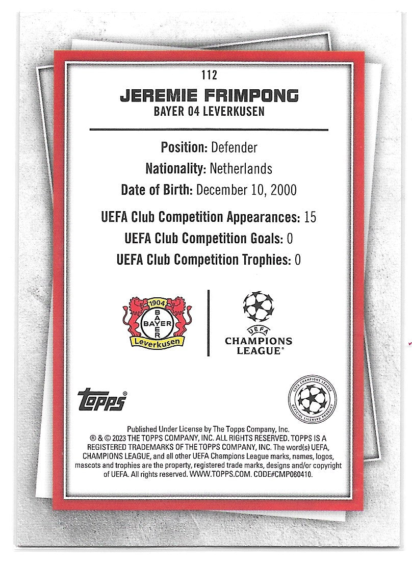 Jeremie Frimpong (Bayer Leverkusen) Molten Rare Topps SuperStars 22-23