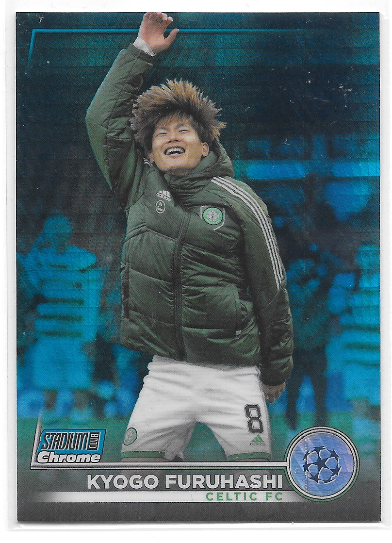 Kyogo Furuhashi (Celtic FC) Blue Prism Refractor Topps Stadium Club Chrome 22-23