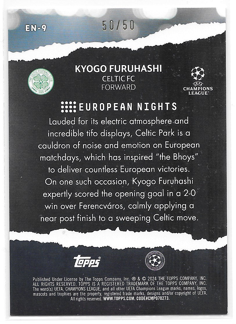 Kyogo Furuhashi (Celtic FC) European Nights Gold Foil /50 Topps UCC Flagship 23-24