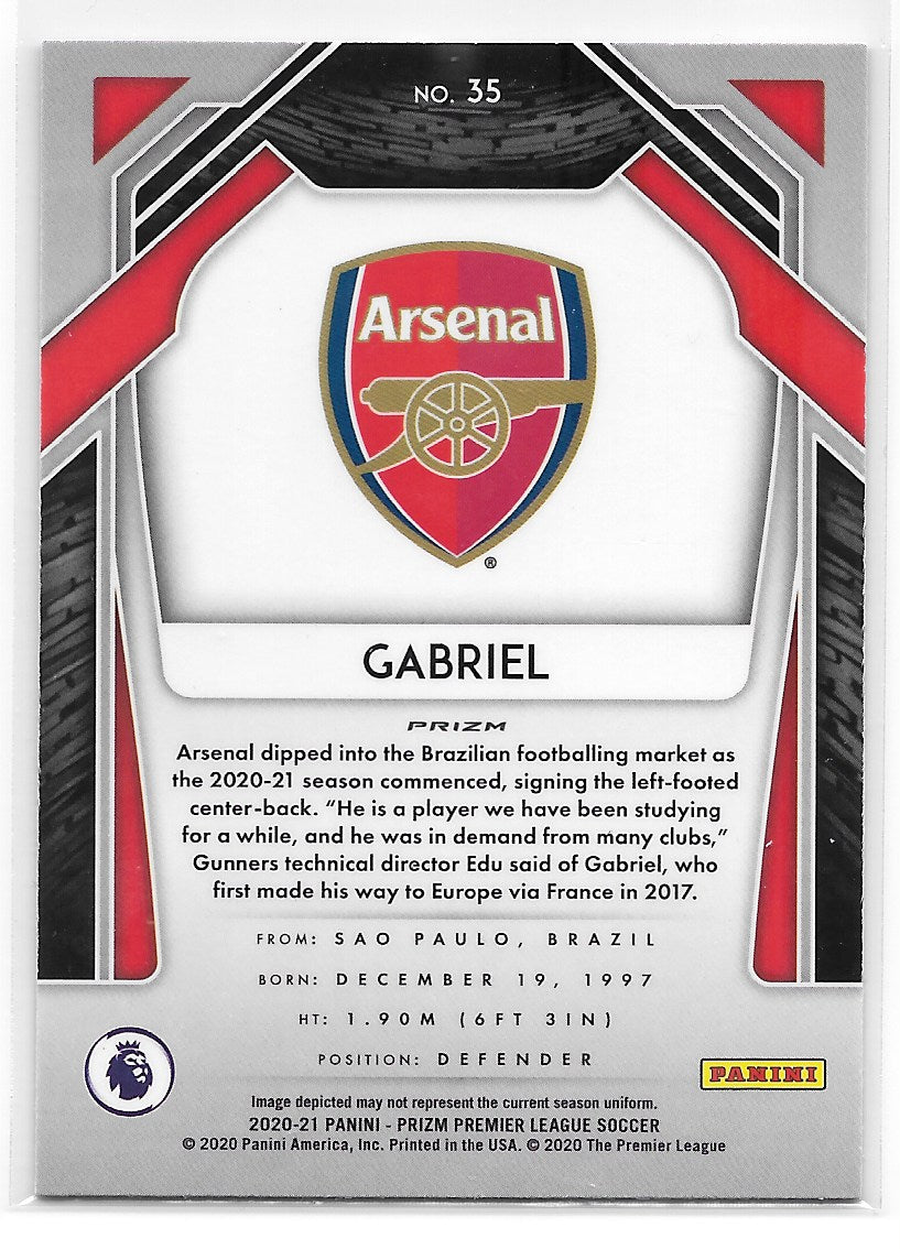 Gabriel (Arsenal FC) Blue Pulsar RC Panini Prizm Premier League 20-21