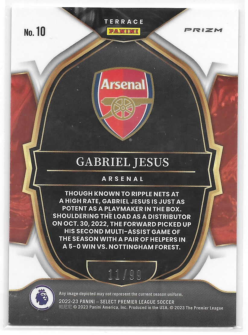 Gabriel Jesus (Arsenal FC) Terrace Orange /99 Panini Select Premier League 22-23