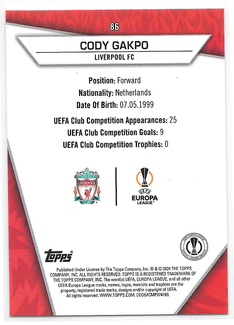 Cody Gakpo (Liverpool FC) Green Uncommon Topps UCC SuperStars 23-24