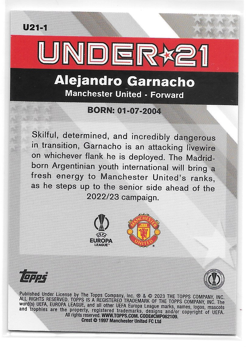 Alejandro Garnacho (Manchester United) Under 21 Stars Topps Merlin Chrome UCC 22-23