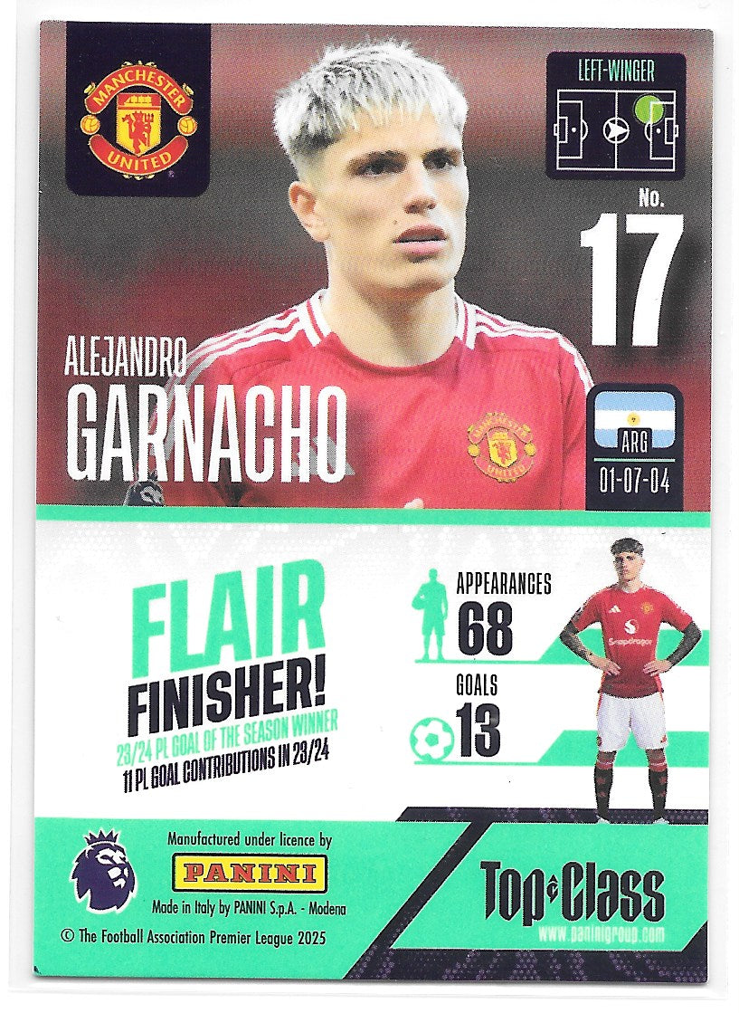 Alejandro Garnacho (Manchester United) Unbeatable Bright Gold Panini Top Class Premier League 2025