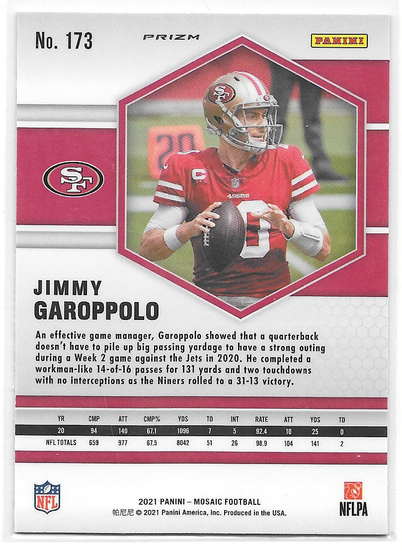 Jimmy Garoppolo (San Francisco 49ers) Mosaic Green Panini Mosaic Football 2021