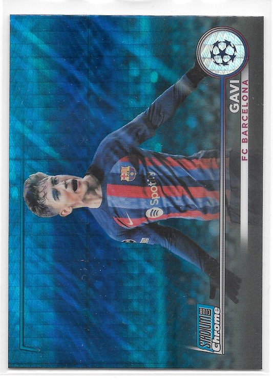 Gavi (FC Barcelona) Blue Prism Refractor Topps Stadium Club Chrome 22-23