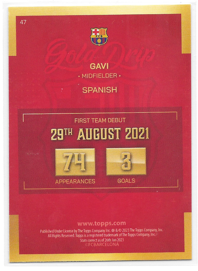 Gavi (FC Barcelona) Gold Drip Topps FC Barcelona Team Set 22-23