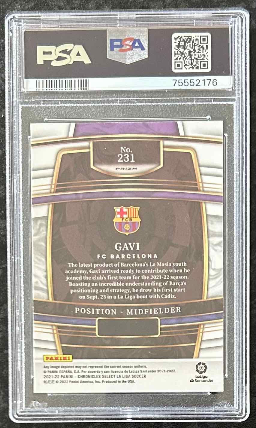 Gavi (FC Barcelona) Purple Mojo RC Panini Chronicles Select La Liga 21-22 PSA 9