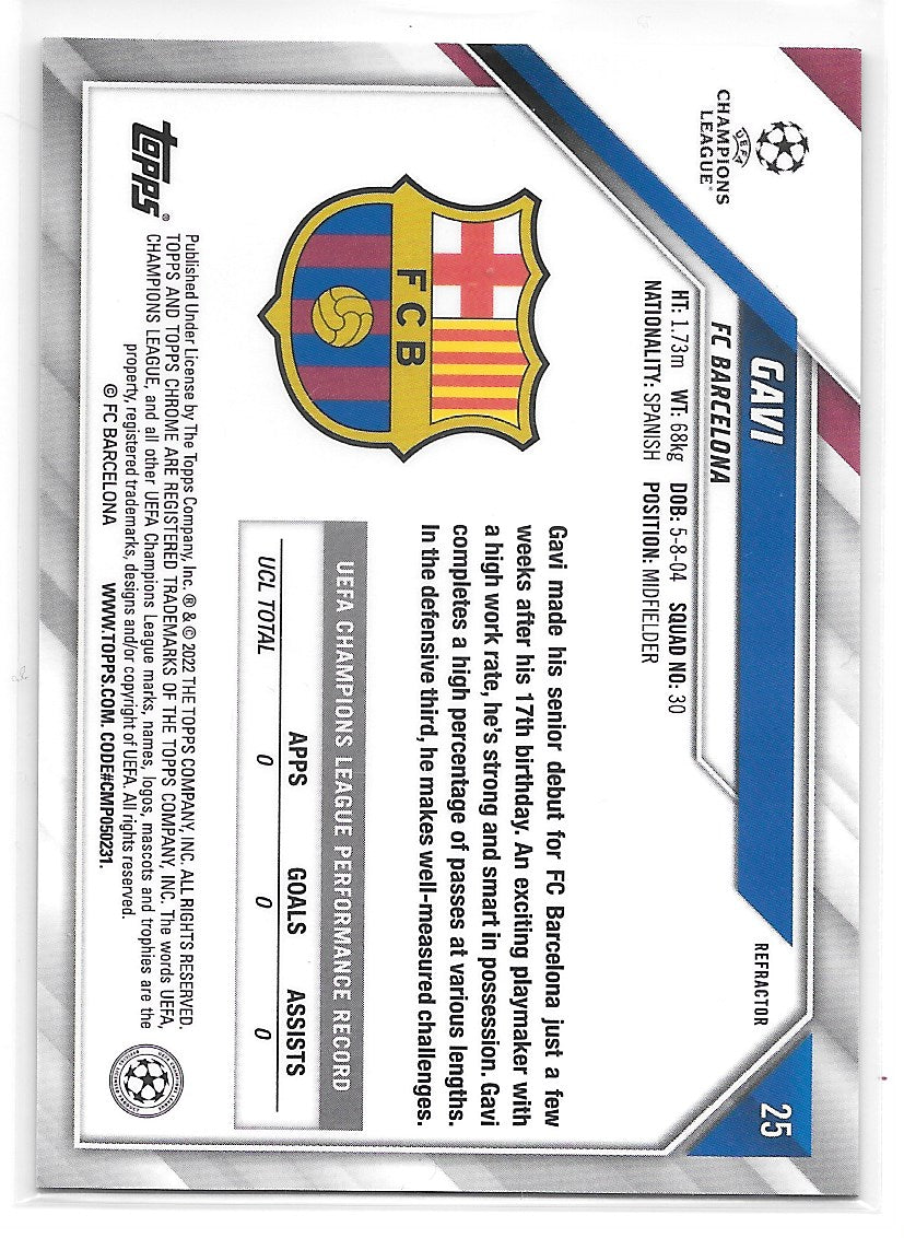 Gavi (FC Barcelona) Refractor RC Topps Chrome UEFA Champions League 21-22