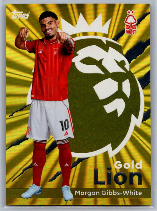 Morgan Gibbs-White (Nottingham Forest) Gold Lion Topps Premier League 25-26