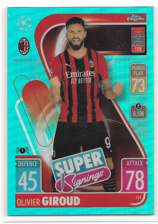 Oliver Giroud (AC Milan) Aqua Refractor /150 Super Signings Topps Chrome Match Attax UEFA 21-22