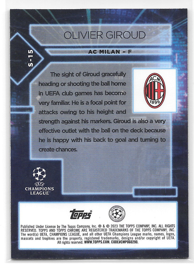 Olivier Giroud (AC Milan) Specimen Gold Lava SP Topps Chrome UEFA Club Competitions 22-23