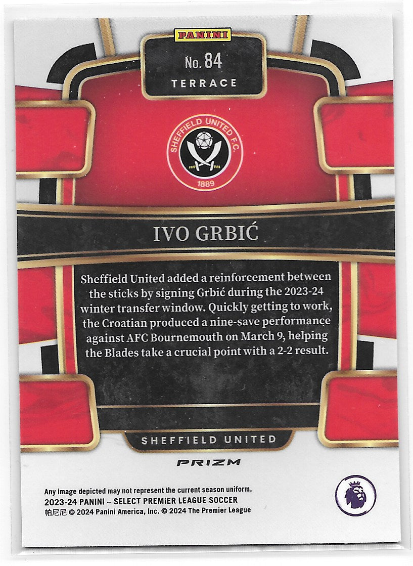 Ivo Grbic (Sheffield United) Terrace Red RC Panini Select Premier League 23-24