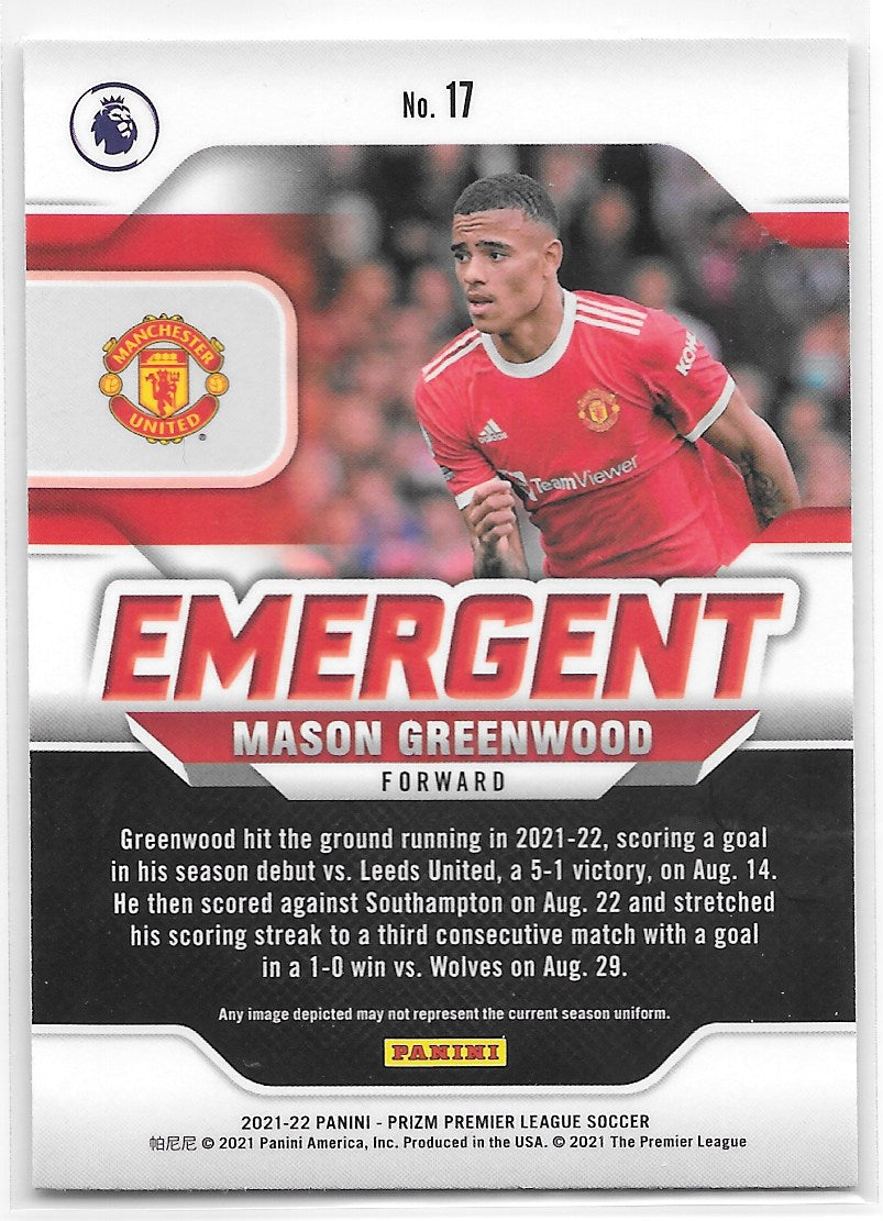 Mason Greenwood (Manchester United) Emergent Panini Prizm Premier League 21-22